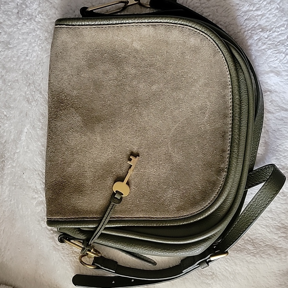 Fossil Rumi Women's Crossbody Bag Olive Green Gold Tone Hardware Adjustable